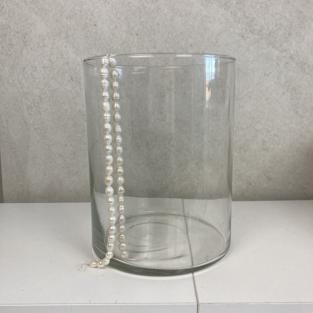 Large Contemporary Crystal Clear Vase Heavy Glass 8" Tall 6 Inch Opening